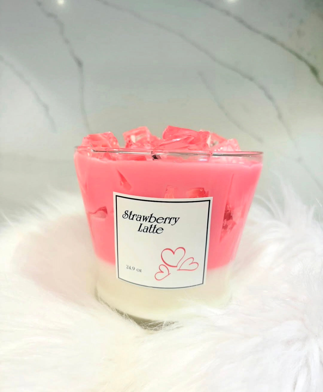 strawberry latte vela de cera de soya parafina en gel