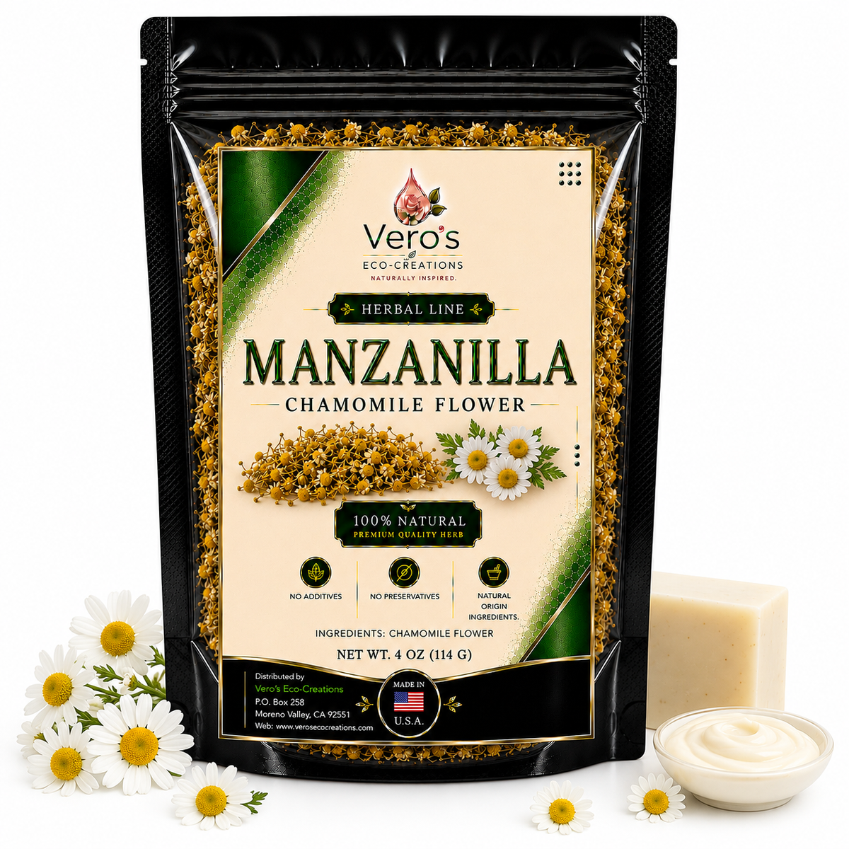 VERO'S HERBAL MANZANILLA DRIED FLOWER 4OZ 114G