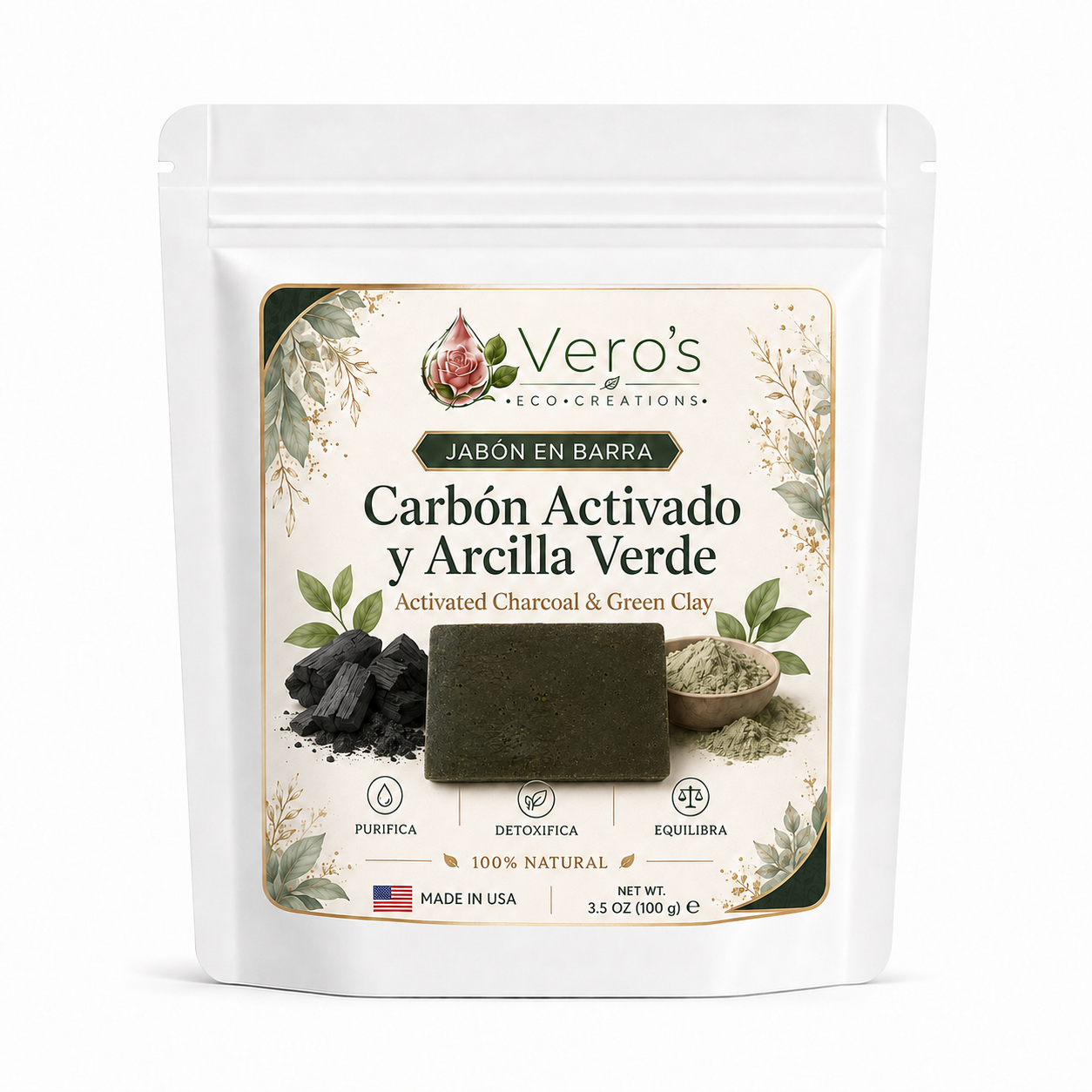 VERO'S CARBON ACTIVADO   & ARCILLA VERDE SOAP  BAR
