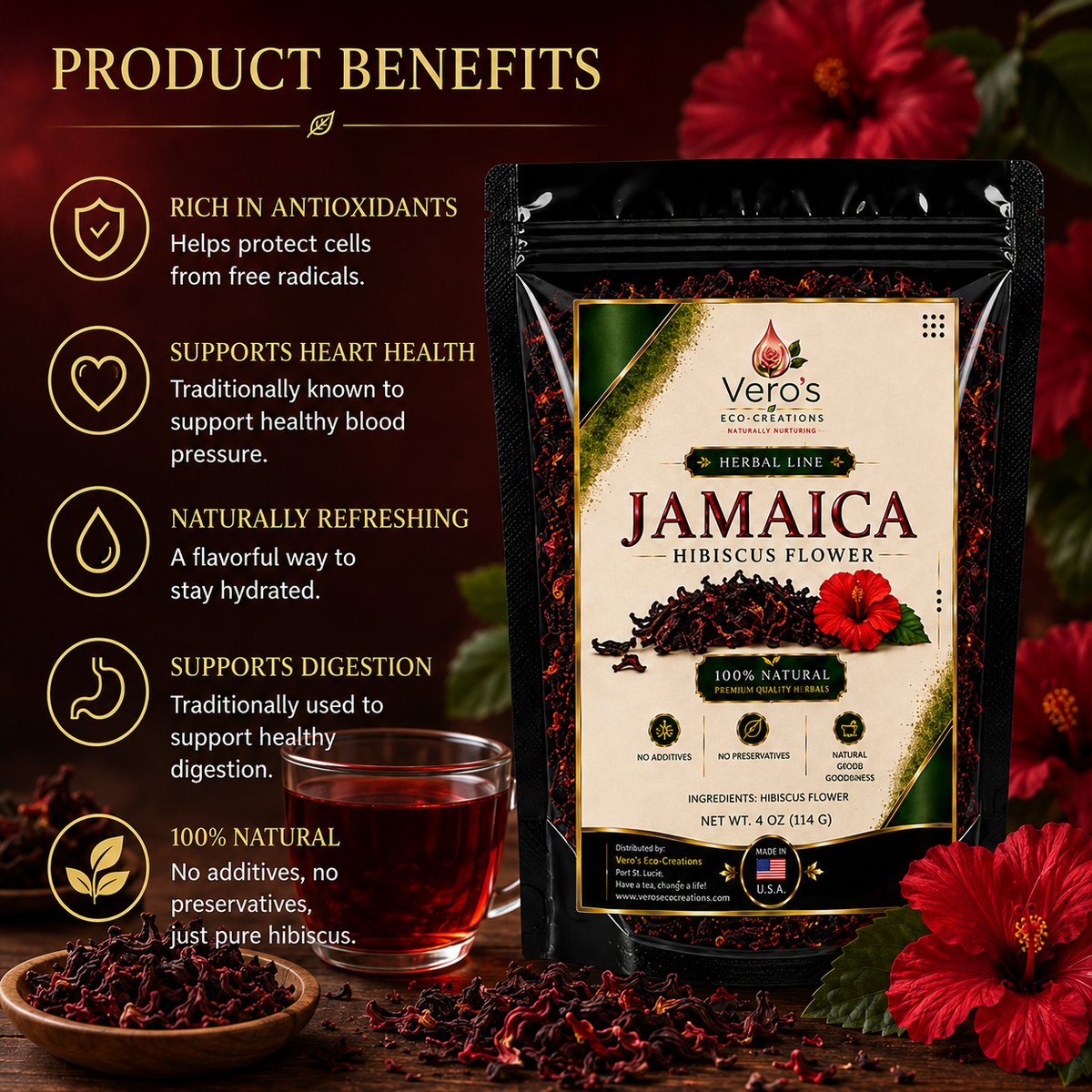 VERO'S HERBAL JAMICA  DRIED FLOWER  WHOLESALE  BAG 2LBS