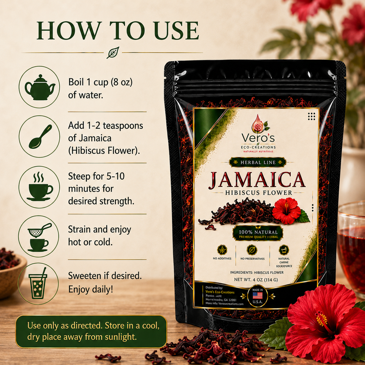 VERO'S HERBAL JAMICA  DRIED FLOWER  WHOLESALE  BAG 2LBS