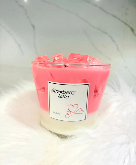 strawberry latte vela de cera de soya parafina en gel