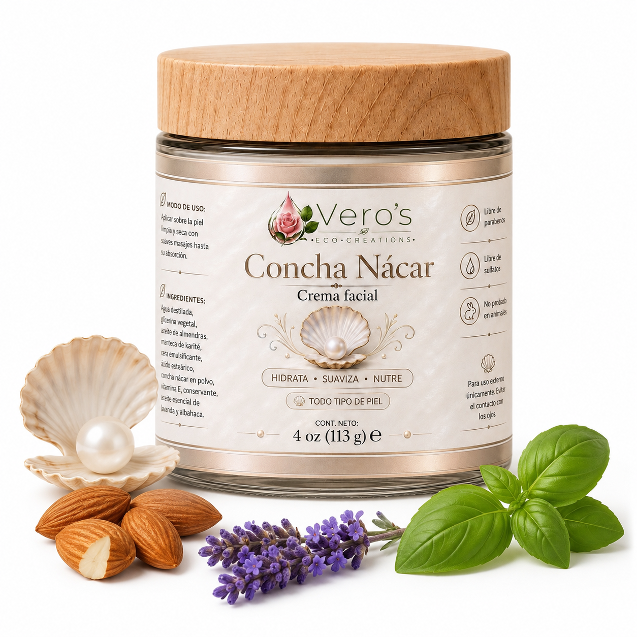 VERO'S CONCHA NACAR  FACIAL CREAM 4OZ