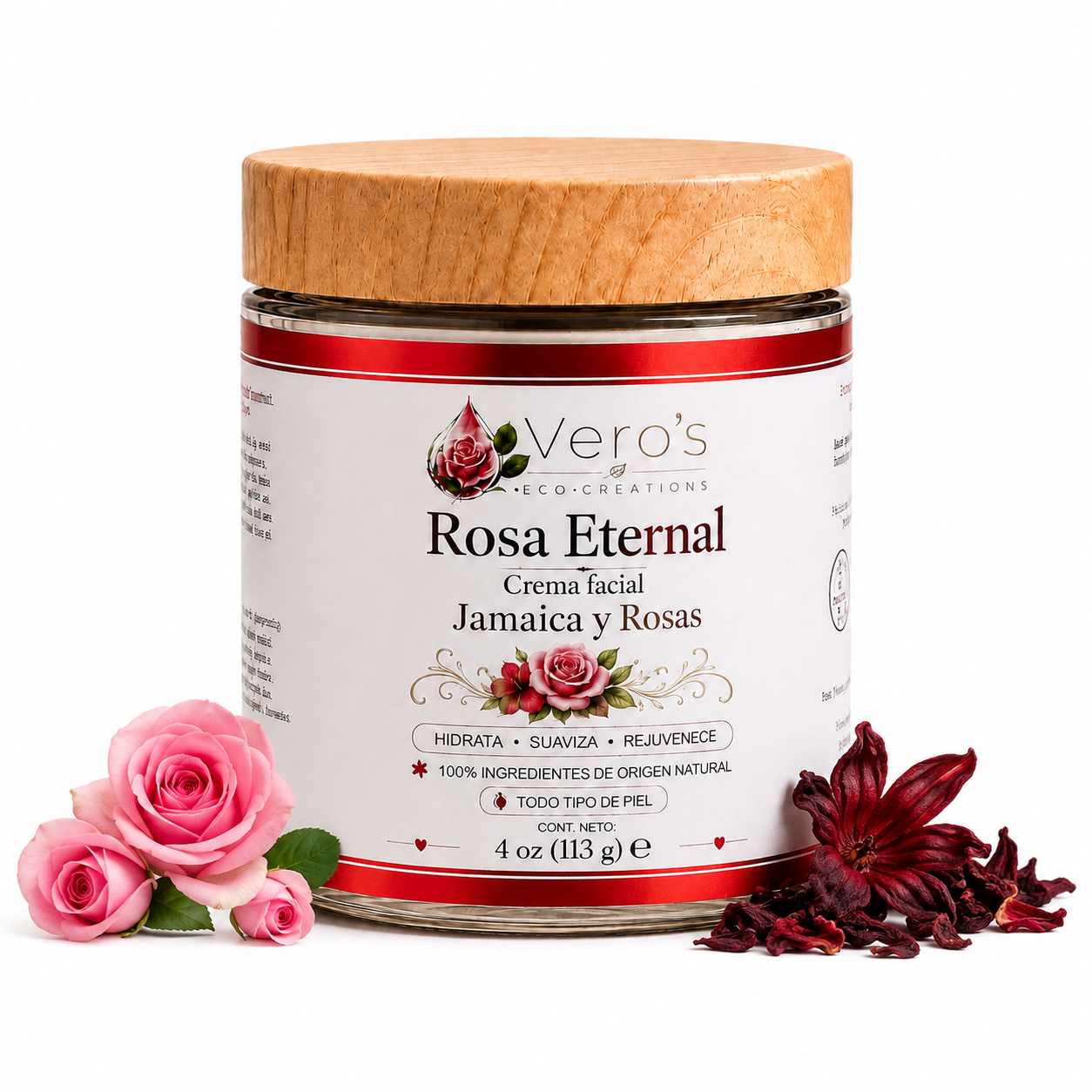 VERO'S ROSA ETERNAL  FACIAL CREAM 4OZ JAMAICA  Y PETALOS DE ROSA