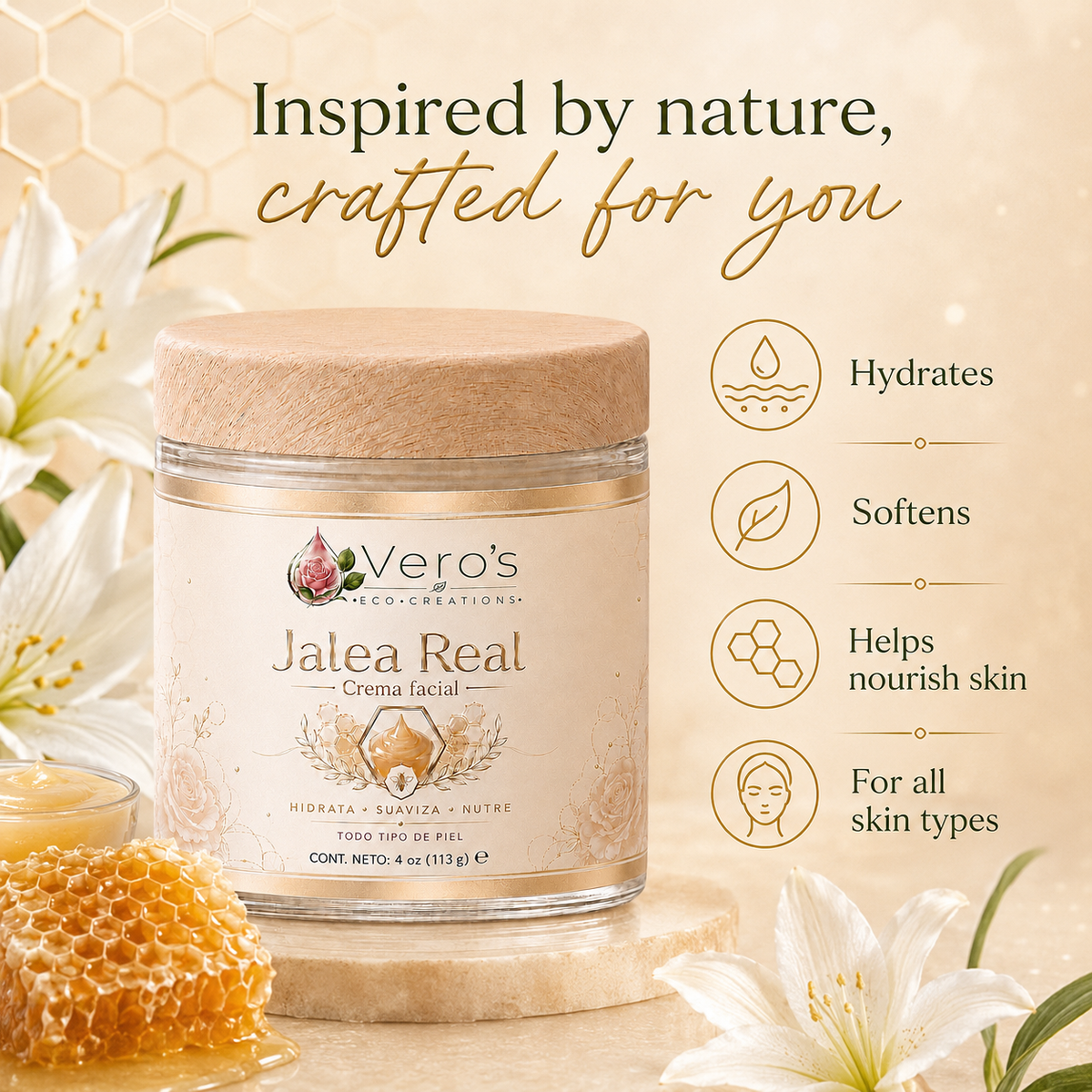 VERO'S JALEA REAL  FACIAL CREAM 4OZ