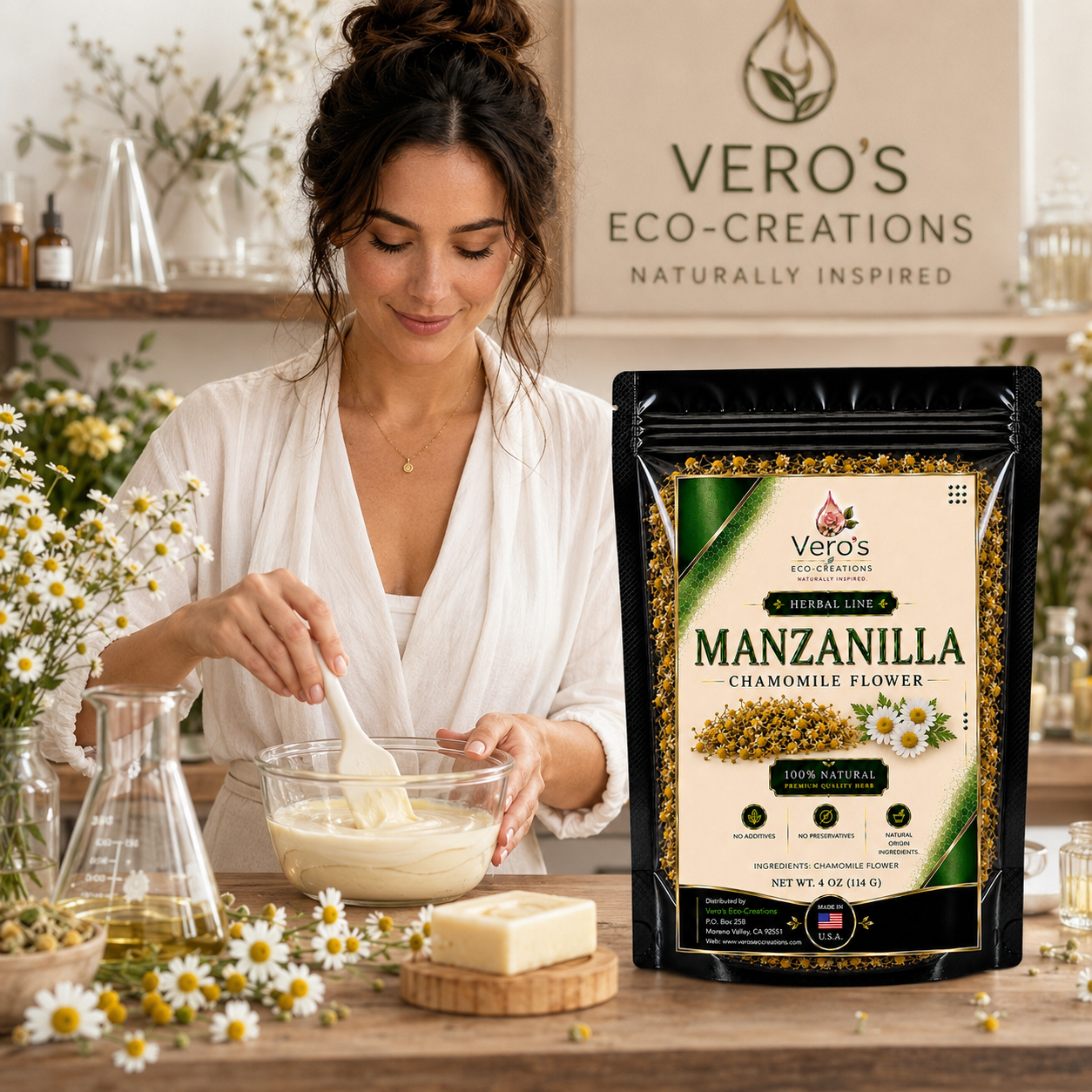 VERO'S HERBAL MANZANILLA  DRIED FLOWER  WHOLESALE  BAG 2LBS
