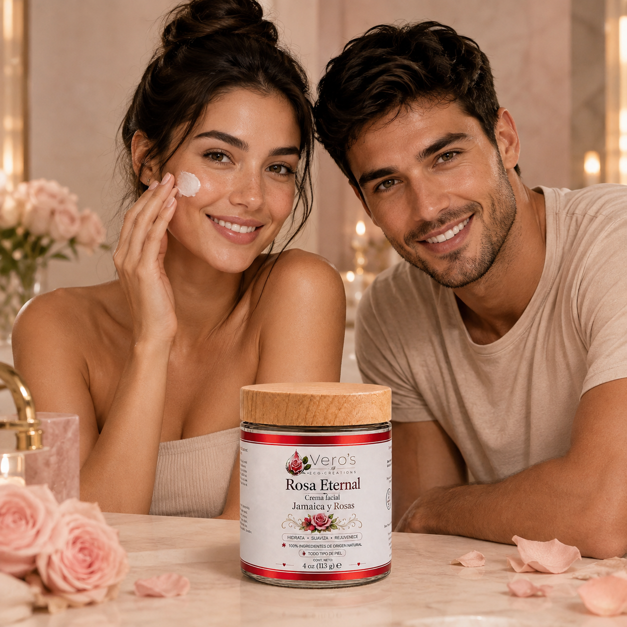 VERO'S ROSA ETERNAL  FACIAL CREAM 4OZ JAMAICA  Y PETALOS DE ROSA