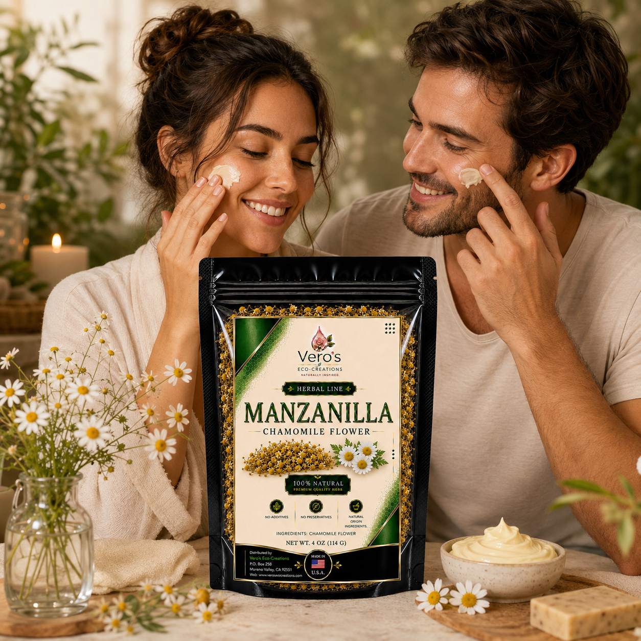 VERO'S HERBAL MANZANILLA  DRIED FLOWER  WHOLESALE  BAG 2LBS