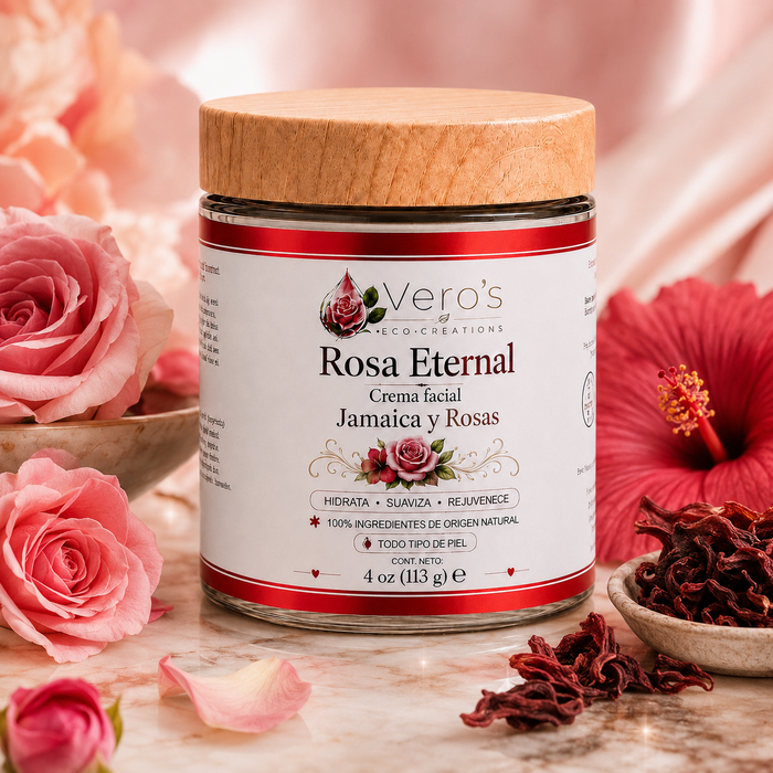 VERO'S ROSA ETERNAL  FACIAL CREAM 4OZ JAMAICA  Y PETALOS DE ROSA