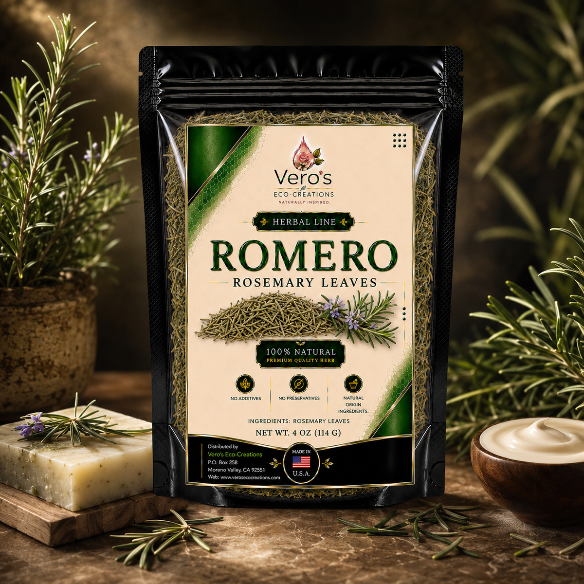 VERO'S HERBAL ROMERO  DRIED  4OZ 114G
